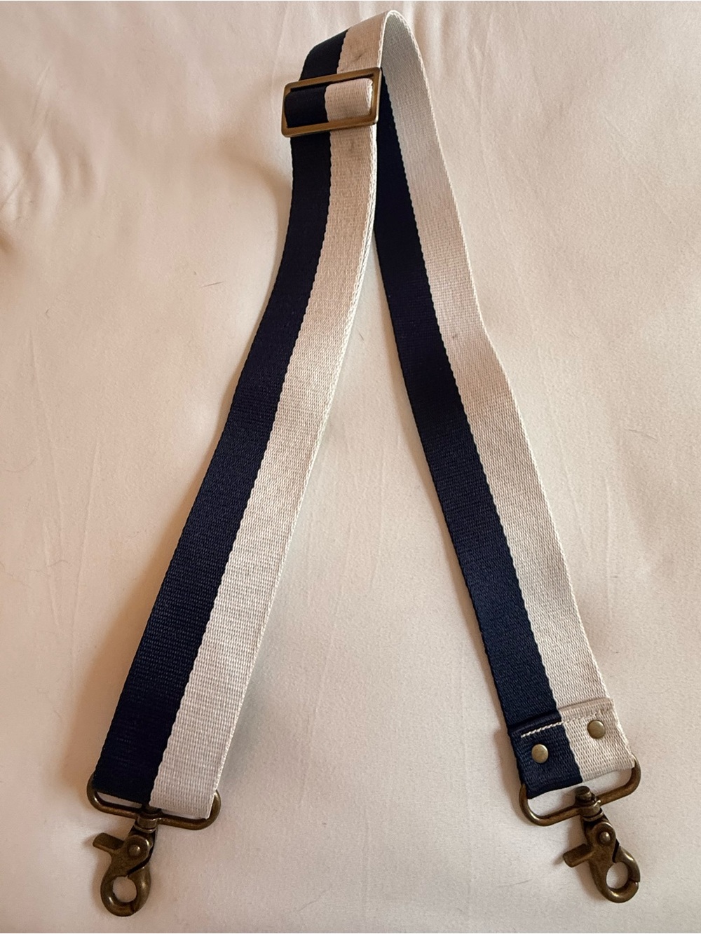 Parker Thatch Navy and Cream Adjustable Canvas Strap - Unbranded